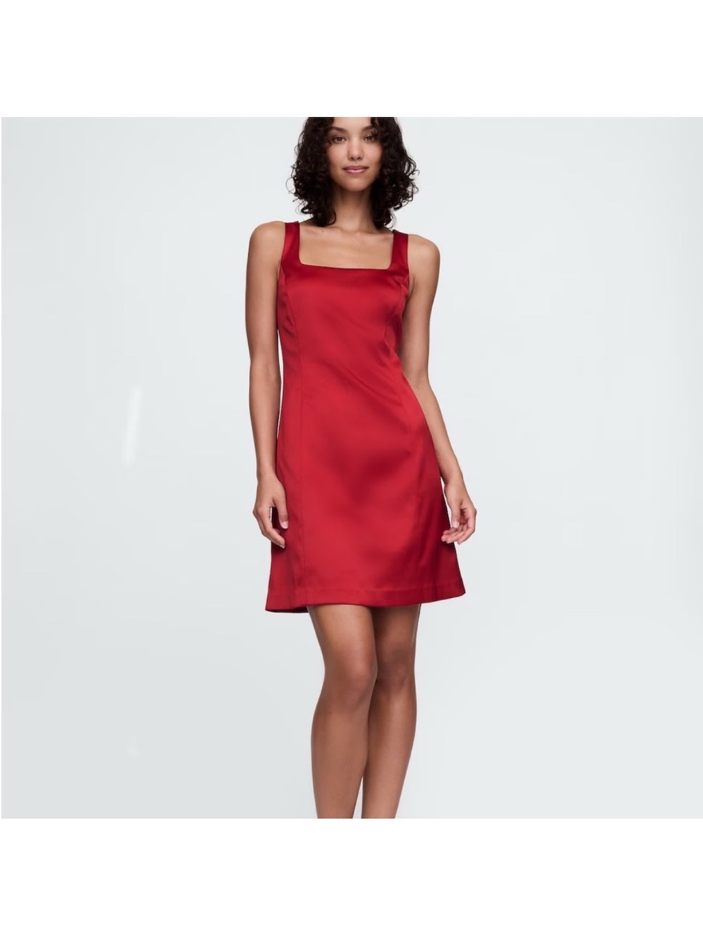 GAP Red Satin Scoop Neck Dress